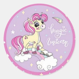 Adesivo Redondo Magia do Unicórnio