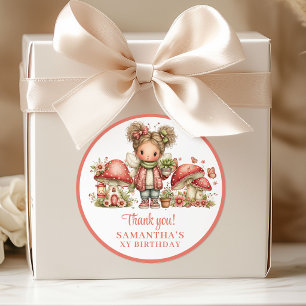 Adesivo Redondo Magia Fantasia Fada Rosa Aniversário Obrigado