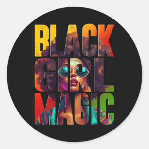 Adesivo Redondo Magia Negra Afro Rainha Afro-Americana Negra
