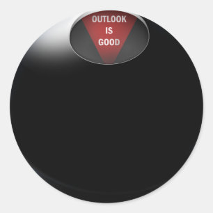Adesivo Redondo Magic 8 Ball diz: "Outlook é bom"