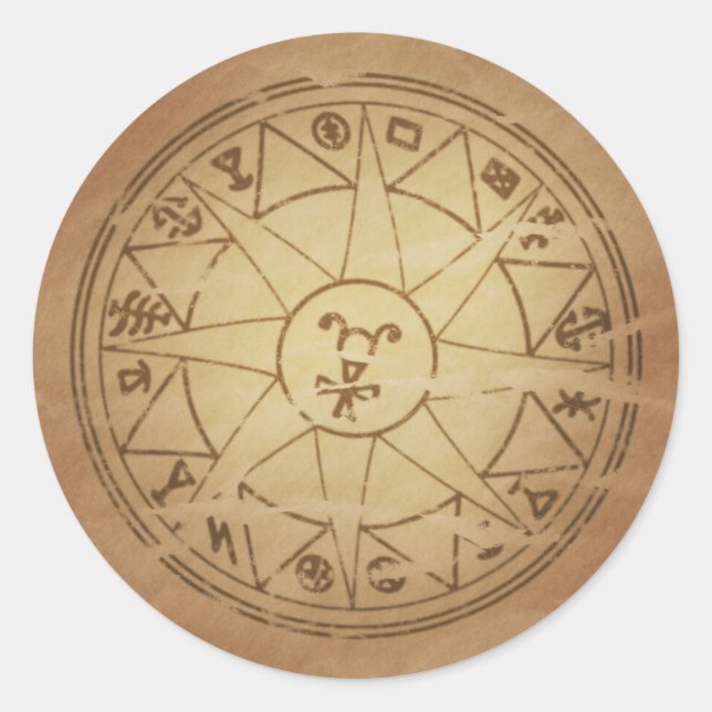 Adesivo Redondo Magic Amulet para Gráficos de Viagem mágica seguro (Frente)