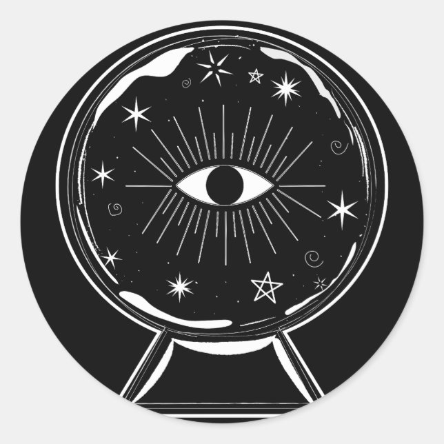 Adesivo Redondo Magic Crystal Ball Sching Ver Olhos Dizem Tudo (Frente)