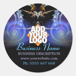 Adesivo Redondo Magic Fractal Chá com/ Logo Business Sticker