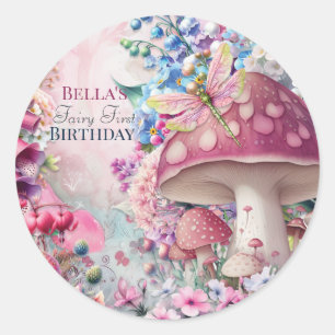 Adesivo Redondo Magic Mushroom Fairy Forest Sticker