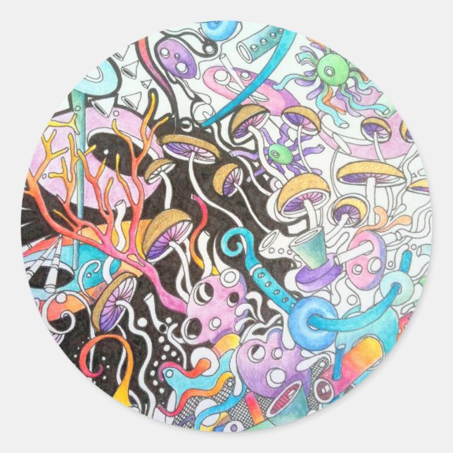Adesivo Redondo Magic Mushroom Round Sticker (Frente)