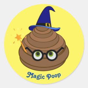 Adesivo Redondo Magic Poop Emoji