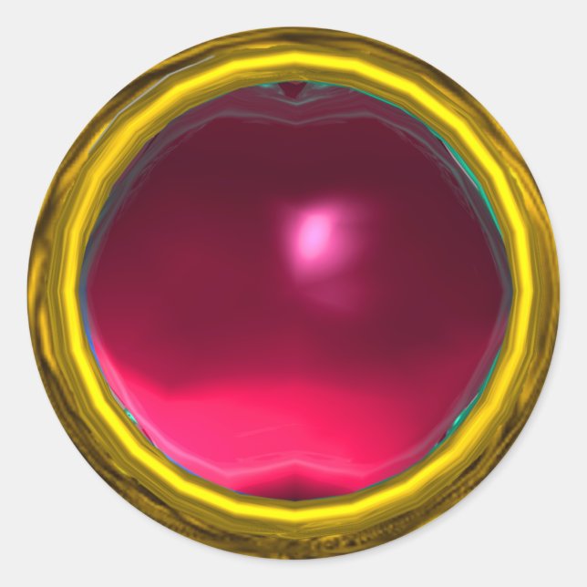 Adesivo Redondo MAGIC RUBY, amarelo-rosa brilhante vibrante (Frente)
