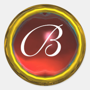 Adesivo Redondo MAGIC RUBY MONOGRAM vermelho vivo vibrante