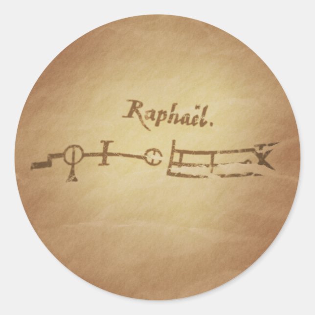 Adesivo Redondo Magic Seal Angel Raphael Proteção Magic Charms (Frente)