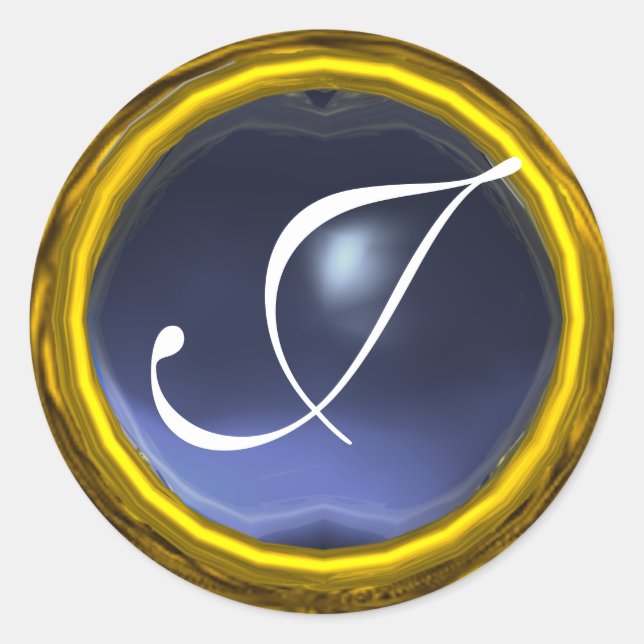 Adesivo Redondo MAGIC TOPAZ MONOGRAM amarelo brilhante (Frente)