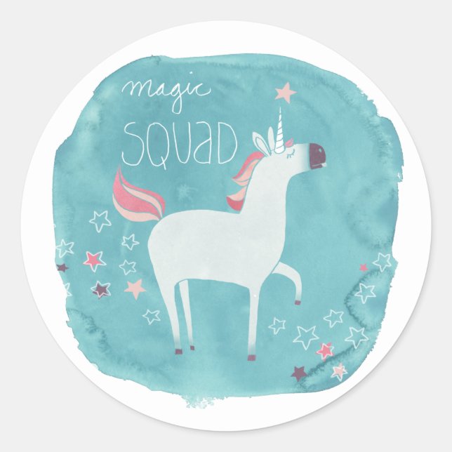 Adesivo Redondo Magic Unicorn Squad (Frente)