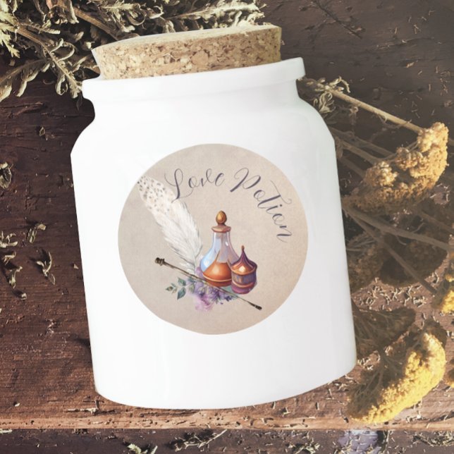 Adesivo Redondo Magic Wizard Watercolor Love Potion (Criador carregado)