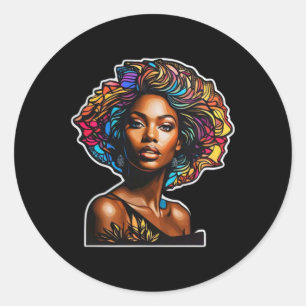 Adesivo Redondo Mágica Menina Negra - Força Celebrante E Beleza