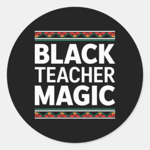 Adesivo Redondo Mágica Professora Negra Mês da História Afro-Ameri