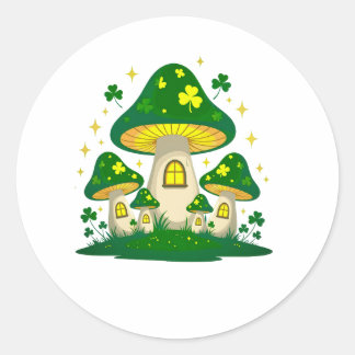 Adesivo Redondo Magical Mushroom Village With Glowing