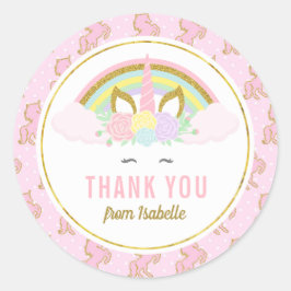 Adesivo Redondo Magical Rainbow Unicorn Stickers