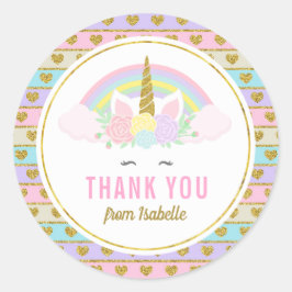 Adesivo Redondo Magical Rainbow Unicorn Stickers