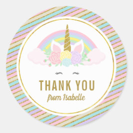 Adesivo Redondo Magical Rainbow Unicorn Stickers