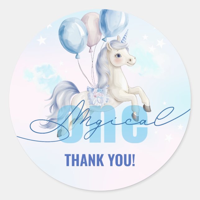 Adesivo Redondo Magical Unicorn 1st Birthday (Frente)
