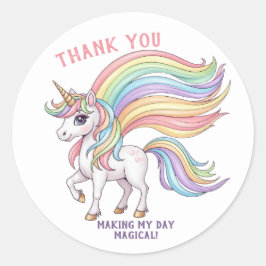 Adesivo Redondo Magical Unicorn Birthday Sticker | Thank You Tags
