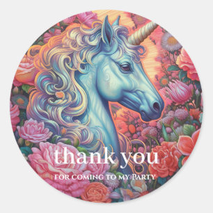 Adesivo Redondo Magical Unicorn Obrigado Classic Round Sticker