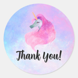 Adesivo Redondo Magical Unicorn Party Matching Thank You Sticker