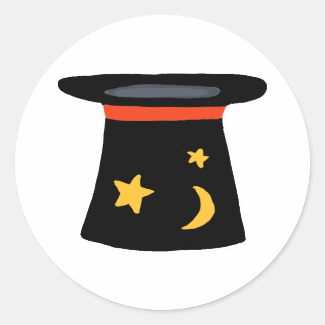 Adesivo Redondo Magicians TopHat para o Tema do Partido Magicland (Frente)