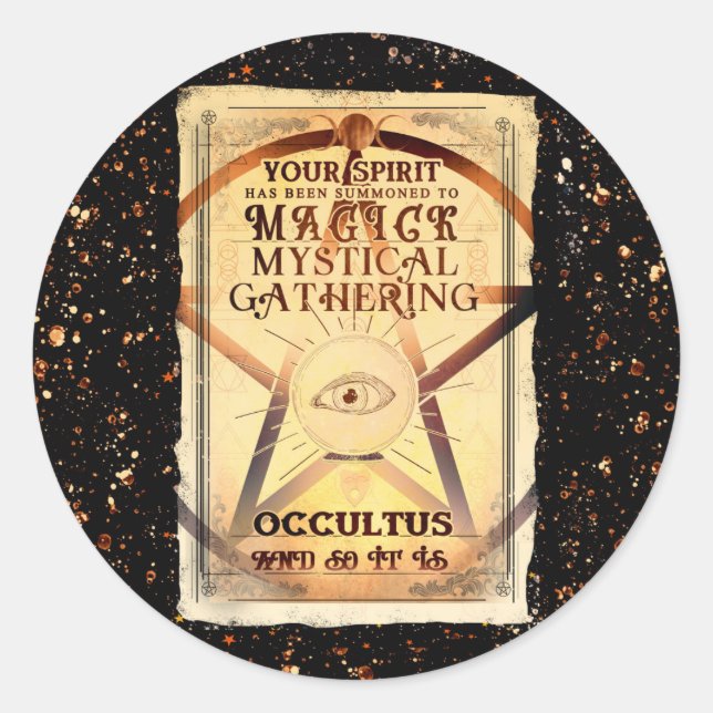 Adesivo Redondo Magick Mystical Gathering Fortune Teller Party (Frente)