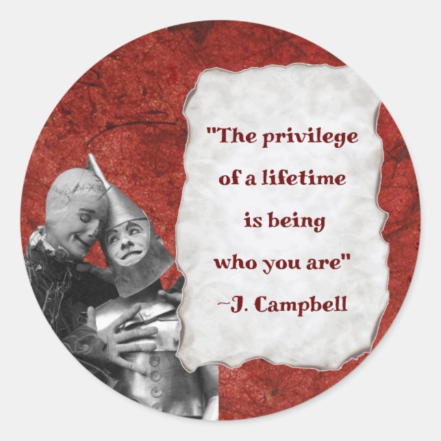 Adesivo Redondo Mágico Oz cita o vermelho Campbell Dourado (Frente)