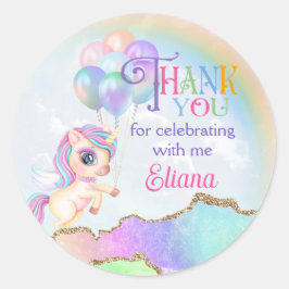 Adesivo Redondo Magnético Rainbow Unicorn Obrigado