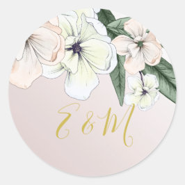 Adesivo Redondo Magnolia Blush Floral Elegante Classe De Casamento
