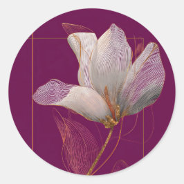 Adesivo Redondo Magnólia Branca Linha Dourada Magenta