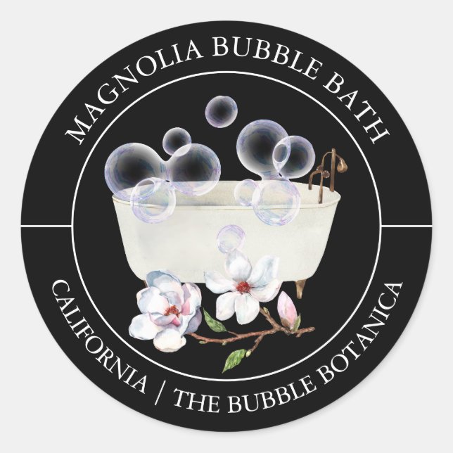 Adesivo Redondo Magnolia Bubble Bath label (Frente)