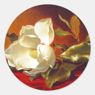 Adesivo Redondo Magnolia em Red Velvet Martin Johnson Heade