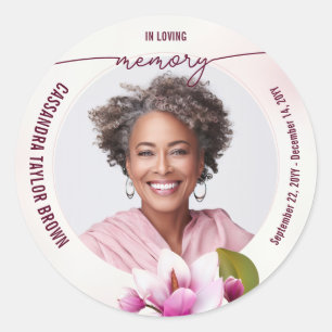 Adesivo Redondo Magnólia Rosa Floral Memorial