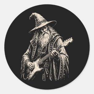 Adesivo Redondo Mago da Guitarra Elétrica Estrela do Rock Sodasy G