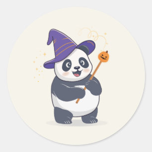 Adesivo Redondo Mago Panda Caprichoso com Chapéu Mágico