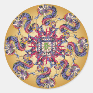 Adesivo Redondo Mah Jongg Dragon Year Stickers