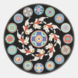 Adesivo Redondo Mah Jongg Koi Stickers