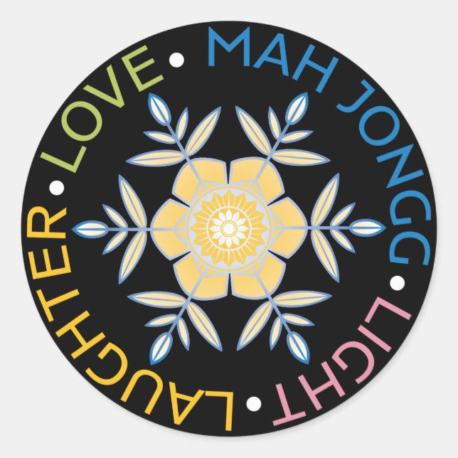 Adesivo Redondo Mah Jongg Snowflakes Stickers (Frente)