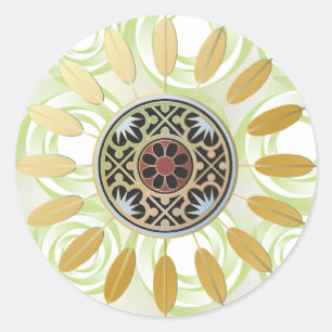 Adesivo Redondo Mah Jongg Starburst Dots Stickers