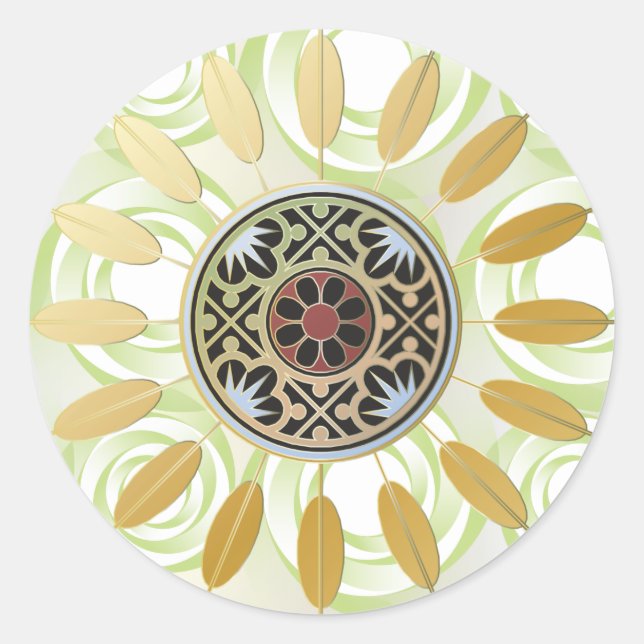 Adesivo Redondo Mah Jongg Starburst Dots Stickers (Frente)