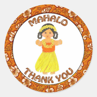 Adesivo Redondo Mahalo Obrigado Aos Stickers Hawaianos