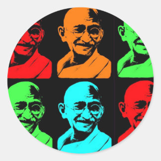 Adesivo Redondo Mahatma Gandhi Collage