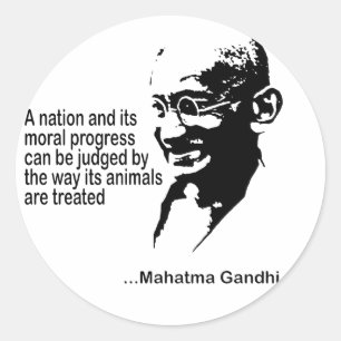 Adesivo Redondo Mahatma Gandhi Direitos dos Animais