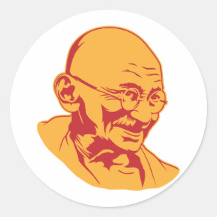 Adesivo Redondo Mahatma Gandhi - Retrato Sticker