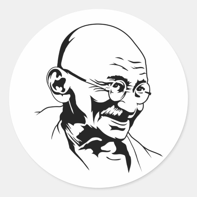 Adesivo Redondo Mahatma Gandhi - Retrato Sticker (Frente)