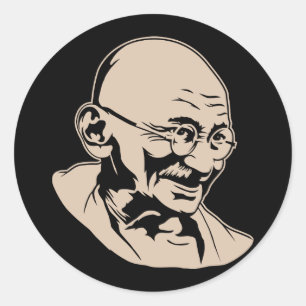 Adesivo Redondo Mahatma Gandhi - Retrato Sticker