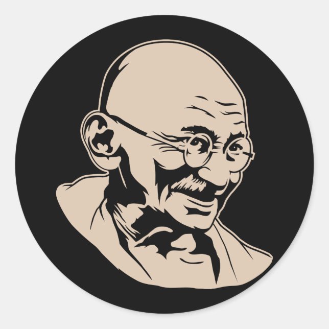 Adesivo Redondo Mahatma Gandhi - Retrato Sticker (Frente)