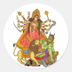 Adesivo Redondo Mahishasur Mardini Durga Stickers